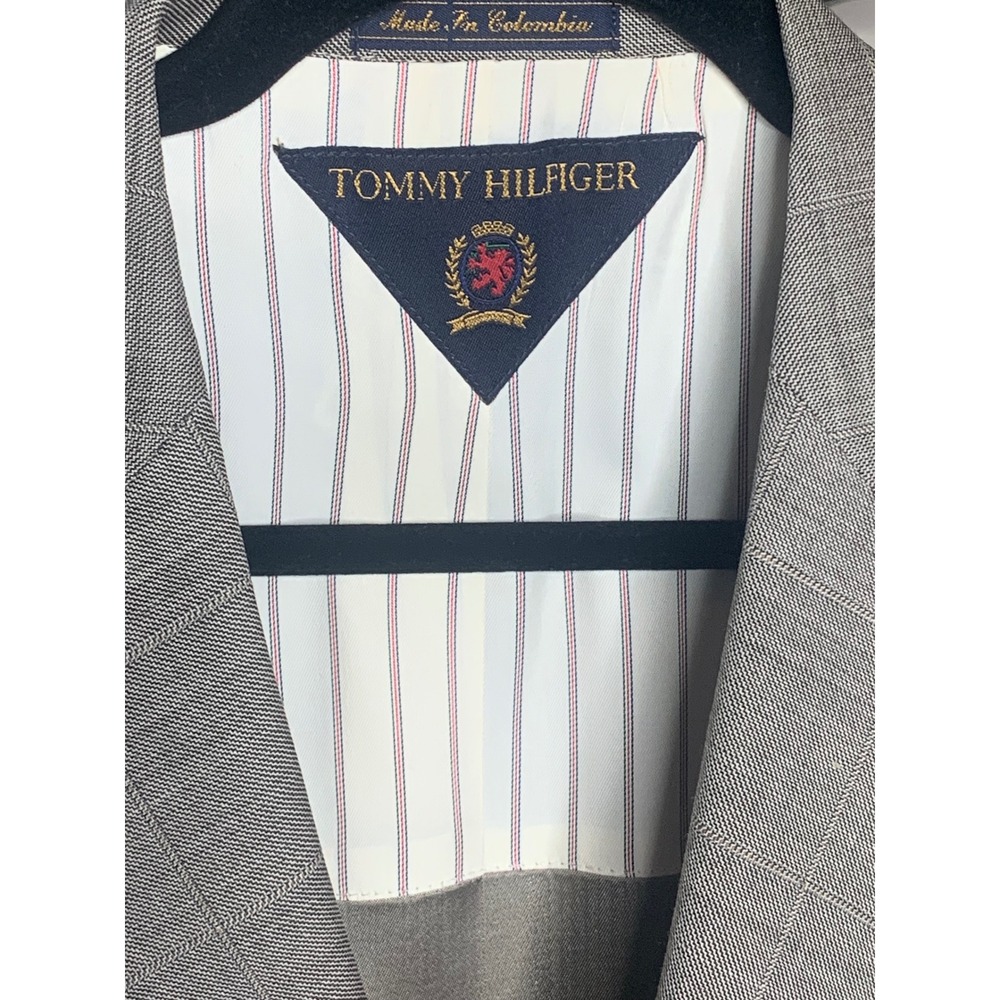 Tommy Hilfiger Mens 42S Grey‎ Glen Plaid Worsted Wool 3-Button Blazer Sport Coat - Picture 2 of 15